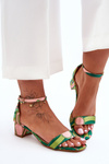 Patterned Heels Satin Sandals Mix Green Inspire Me!