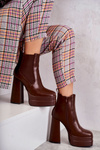 Women's Leather Boots On A Massive Heel Brown Jones