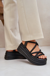 Sandals On Massive Platform With Intertwining Straps Black Lanathea