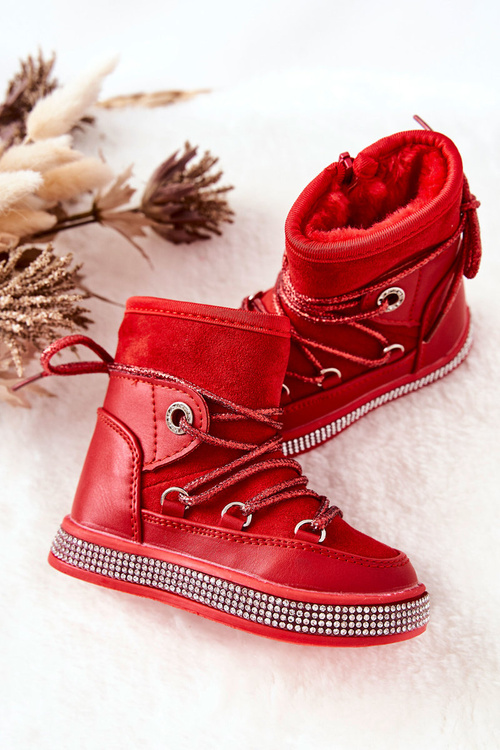 Children's Snowboots with Zircons Red Wellma