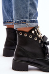Decorated Women's Boots with Zipper Black Elonte