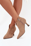 Low Women's Ankle Boots On Heel Eco Suede Beige Jolivra