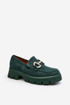 Women's Loafers With Decoration Green Ellise