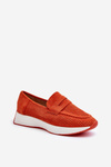 Women's Platform Loafers in Orange Eco Suede Inesqua