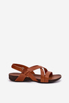 Flat Leather Women's Sandals Zazoo 40032 Brown