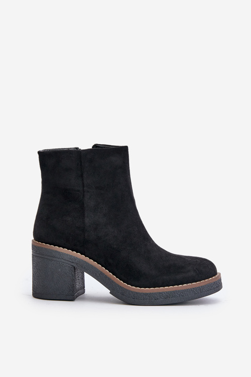 Heeled Boots Eco Suede Insulated Zip Black Lerallea