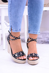Women's Black Sandals Studded Jet Espadrilles Mariko