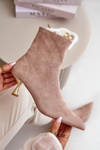 Women's Stiletto Boots Eco Suede With Pointed Toes Beige Irithare