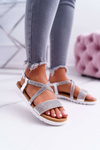 Women's Lu Boo Sandals With Zircons 406-5 Silver Stella