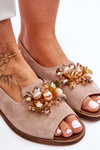 Suede Flat Sandals Nicole 2805/042 Beige