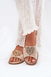 Women's Sandals With Decorative Heart S.Barski KV27-018 Beige