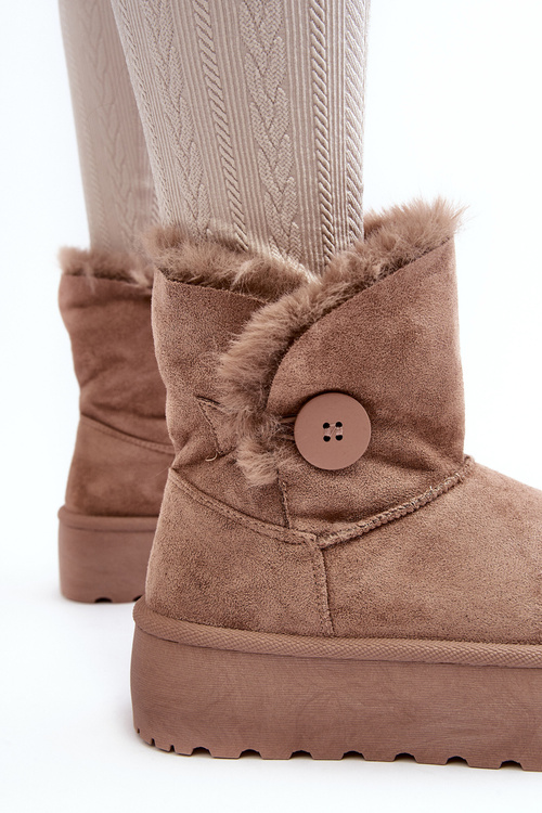 Women's Platform Snow Boots with Faux Fur Beige Wikasem