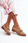 Leather Women's Patent Loafers Laura Messi 2760 Brown