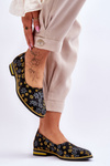 Leather Shoes Maciejka Yellow Flowers 05035-38 Black