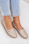 Espadryle Damskie Eleganckie Skóra Naturalna Beżowe Zazoo 10177