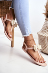 Beige Women's Rubber Sandals Bow Japanese Etta