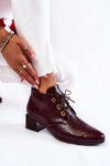 Women's Boots With A Crocodile Pattern Burgundy Farrah