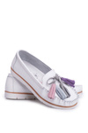 Women's Leather Moccasins White Bebbo