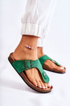 Women's Slippers Flip-Flops On Cork Green Elina