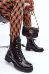 Glossy Boots with Ornament Workery Black Emmber
