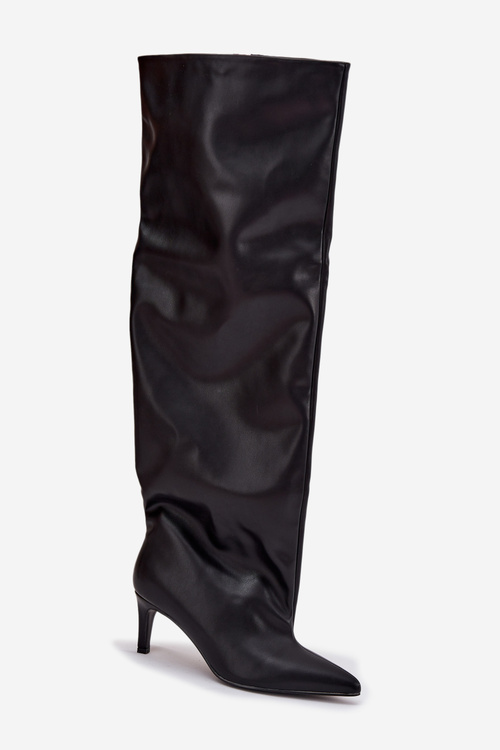 Women's High Heel Slip-On Boots Black Mavilla