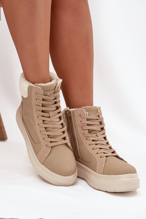 Damskie Buty Zimowe Z Kożuszkiem Beżowe Lee Cooper LCJ-25-01-3736