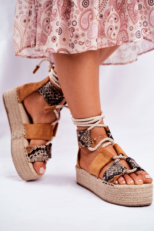Espadryle Damskie Na Platformie Lniane Snake India