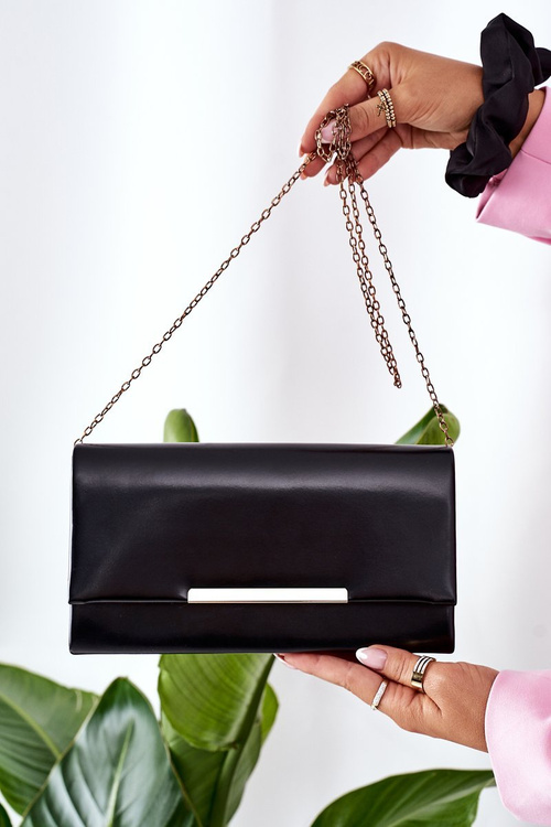 Elegant Clutch Bag With Chain Black