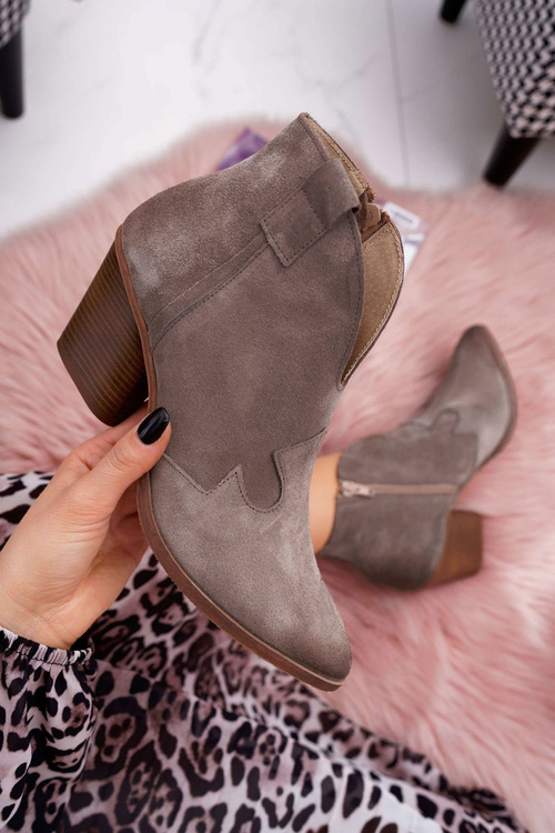 Women's Heeled Leather Boots Cappuccino Chavai