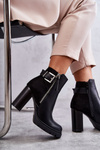 Leather Boots On High Heels With A Decorative Zipper Black Rosita