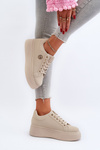 Women's platform sneakers in beige Eshen