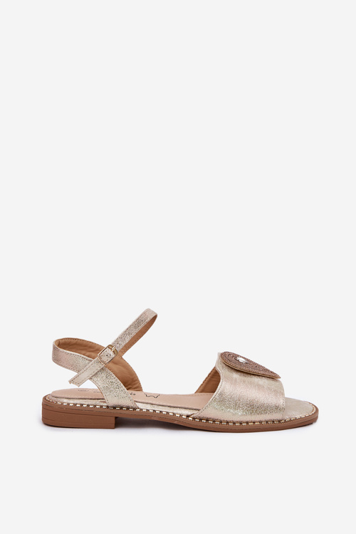 Women's Flat Sandals With Decoration S.Barski KV51-098 Gold