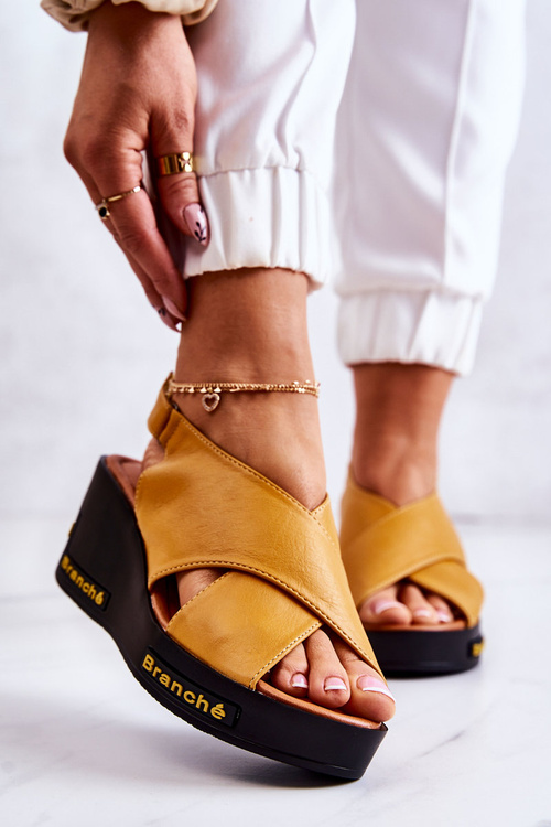 Women's Sandals With Velcro Yellow Amaze