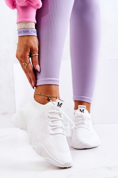 Sneakersy Buty Sportowe Skarpetkowe Białe Nolene