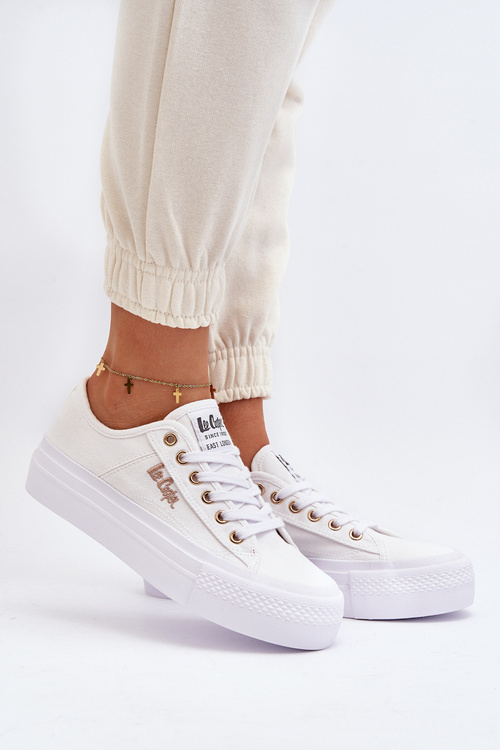 Trampki Damskie Platforma Białe Lee Cooper LCW-24-31-2725