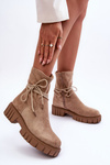 Women's Suede Boots with Lacing Beige Lineanor