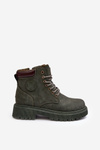 Leather Lined Fur-Trimmed Boots Dark Green Felizia