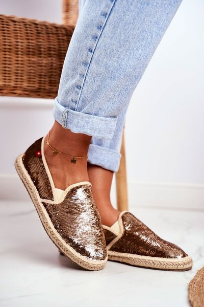 Espadryle Opalizujące Cekiny Big Star Złote DD274A161