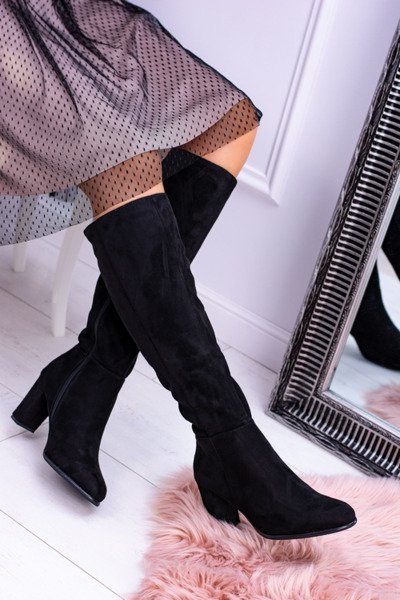 Black Women's Suede Boots Sergio Leone KZ271