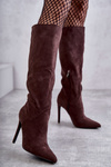 Classic Suede Black Boots On A Brown Ameya