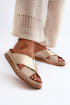 Leather Profiled Flip-Flops Maciejka 04986-04 Gold-Beige