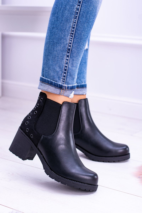 Sergio Leone Czarne Botki Na Słupku Megusto