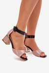 Lacquered Women's Sandals On Heel Nude Zennia