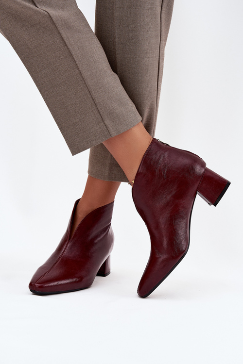 Eco Leather Women's Ankle Boots Heeled Bordeaux Rylina