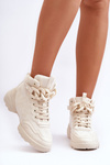 Women's Suede Sport Shoes with Chain Beige Tymagio