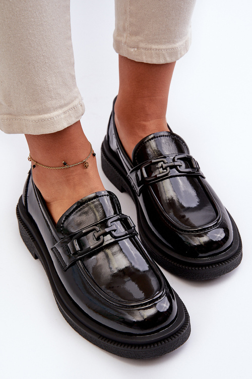 Black patent leather women's moccasins Keelana