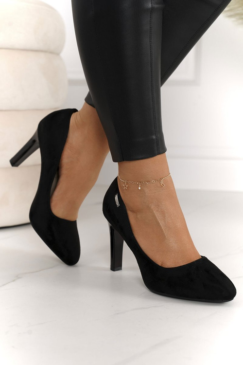 Classic Women's Pumps On A Block Heel Suede Black Eliana
