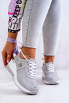 Buty Sportowe Sneakersy Damskie Skórzane Szare Loissa