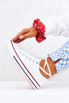 Women's Classic White Sneakers With Red Stripe Omerta