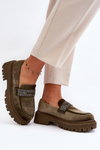 Women's Velvet Moccasins with Decoration Dark Green Wendreda